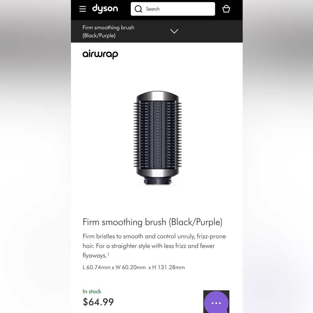 Dyson Airwrap Smoothing Brush - Black and Purple